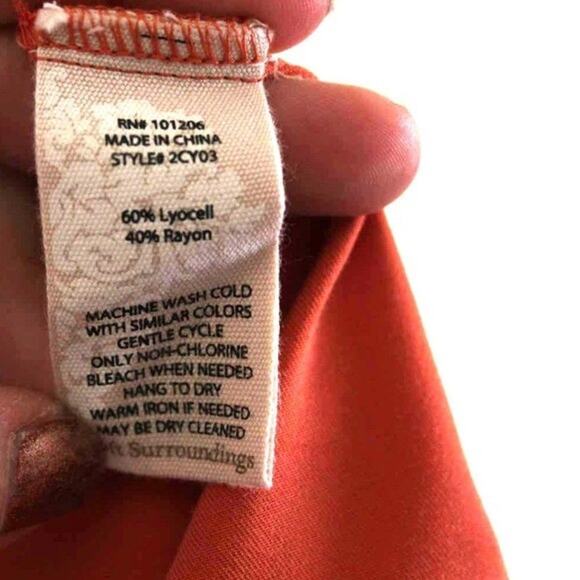 Soft Surroundings Orange 3/4 Sleeve Button Down Blouse - Picture 5 of 5